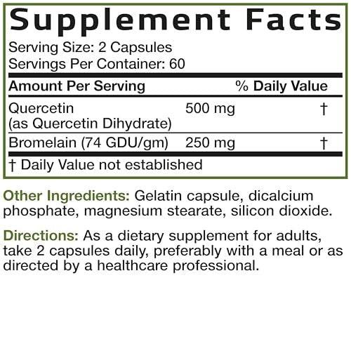 Bronson Quercetin with Bromelain 2 in 1 Wellness Support, Non-GMO, 120 Capsules - görsel 14