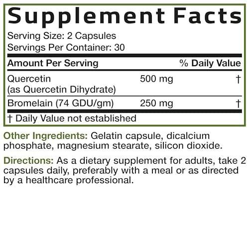 Bronson Quercetin with Bromelain 2 in 1 Wellness Support, Non-GMO, 120 Capsules - görsel 8