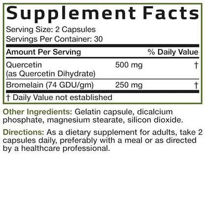 Bronson Quercetin with Bromelain 2 in 1 Wellness Support, Non-GMO, 120 Capsules