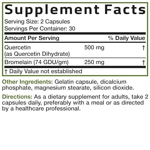 Bronson Quercetin with Bromelain 2 in 1 Wellness Support, Non-GMO, 60 Capsules - görsel 9