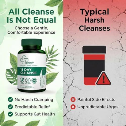 15 Day Colon Cleanse & Detox for Women and Men, Gut Cleanse with Senna, Aloe Vera, Psyllium Husk & Probiotics, Bloating, Constipation Relief, Gentle, Vegan, Non-GMO, 15 Capsules - Dr Vitamin Solutions