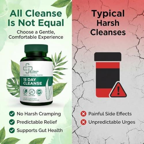 15 Day Colon Cleanse & Detox for Women and Men, Gut Cleanse with Senna, Aloe Vera, Psyllium Husk & Probiotics, Bloating, Constipation Relief, Gentle, Vegan, Non-GMO, 15 Capsules - Dr Vitamin Solutions - görsel 16