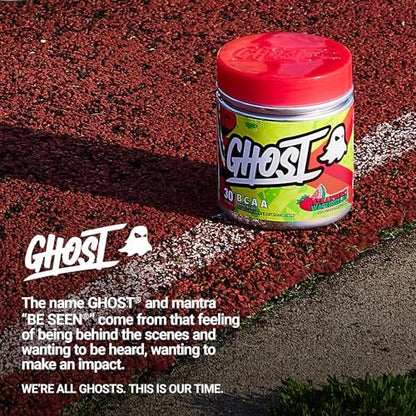 GHOST BCAA Powder Amino Acids Supplement, Strawberry Watermelon - 30 Servings - Sugar-Free Intra, Post & Pre Workout Amino Powder & Recovery Drink, 7G BCAA