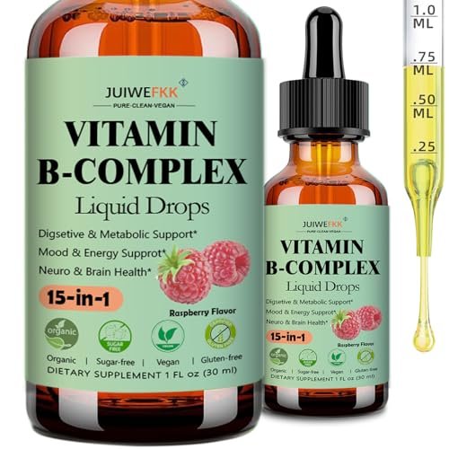 Vitamin B Complex Liquid Drops for Women Men & Kids, 15-in-1 VIT B Complex with Vitamin C B12 B6 B1 Niacin Folate Magnesium for Brain Nerve Neuropathy Energy Mood Health, Sublingual B-Complex Drops - görsel 12