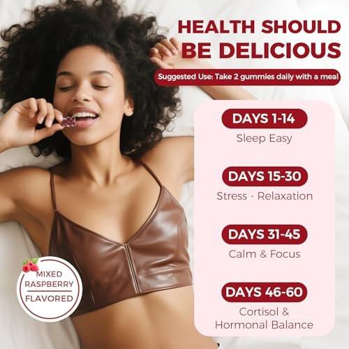 GREENPEOPLE Cortisol Supplements for Women & Men - Cortisol Reducer Detox Manager w/KSM-66 Ashwagandha/Magnesium/L-theanine/GABA/Vitamin B6 for Mood/Sleep/Stress Relief 60 CT Raspberry Flavor Gummies - görsel 16