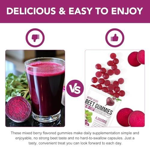 Beet Root Gummies, Zero Sugar | 8 in 1 Beet Root Extract with CoQ10 & Grapeseed Extract for Blood Pressure, Heart Health, Energy Level Support, Promoting Nitric Oxide, W/ Vitamin B12, C | 90 Chews - görsel 6