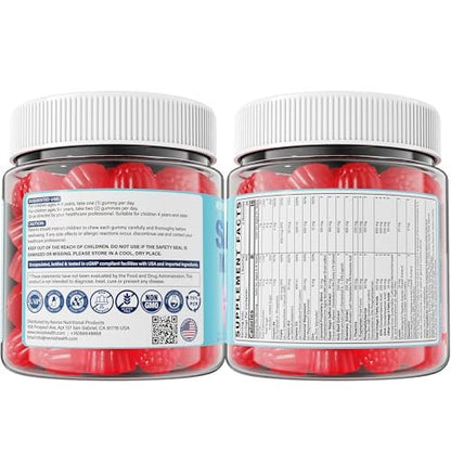Saffron + Magnesium Glycinate + Omega-3 - Calm Focus Gummies for Kids 4+, Saffron Extract Supplement w/L-Theanine, Holy Basil, Rosemary, B6, B9, B12, D3 for Happy Mood, Cognition, Nerve, Sugar Free