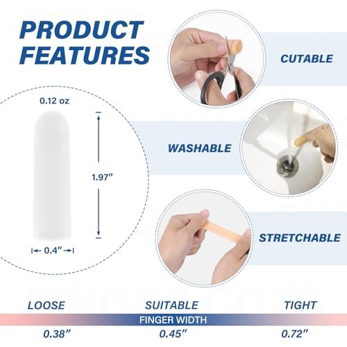Gel Finger Cots Protectors, Silicone Fingers Covers Bandages Caps Sleeves for Fingertip Thumb Protection, Ideal for Trigger, Arthritis, Cracking, Blisters, Callus, Hangnail & Pain Relief (Clear, S, 10PCS)