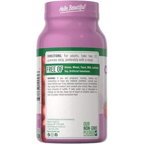 Nature's Truth Collagen Peptide Gummies for Women | 120 Count | Type 1 and 3 | Strawberry Flavor | Non-GMO & Gluten Free Supplement - görsel 1