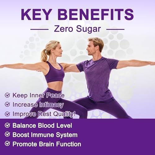 NUTRAGOGO Ashwagandha Gummies & Vitamin D3 Gummies Organic Aswangdha Supplement for Improve Sleep, Stress Relief & Mood Calm (Grape Berry, Non-GMO, Gluten-Free & Sugar Free) - 1 Pack - görsel 8