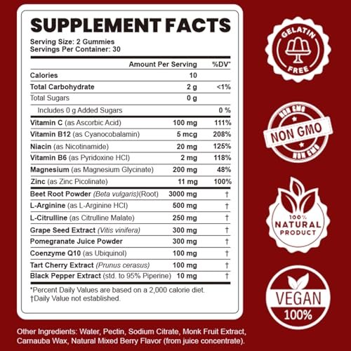 Beet Root Gummies - Nitric Oxide Booster – Flavor: Mixed Berry – Image 9