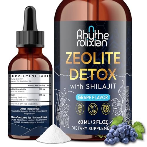 Rhytherolixian Zeolite Detox | Heavy Metal Detox & Shilajit Mineral | Fulvic Humic Acid | Grape Flavor | Vegan Liquid Drops Supplement (2 fl oz) - görsel 13