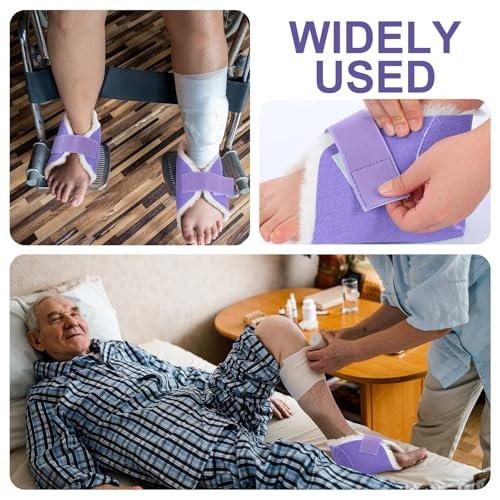 Jeere 2 Pcs Heel Protectors for Pressure Sores Sheepskin Heel Pads Soft Foot Cushions Pad Protectors Adjustable Foot Pillows with Securing Strap for Bed Sore Ankle Ulcers (Purple) - görsel 2