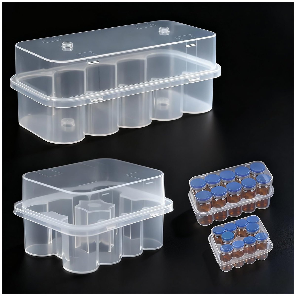 KBVASOTZ 20-Slot Refrigerator Organizer for 3mL & 10mL Vials | Stackable Peptide & Insulin Case for Fridge/Freezer | Secure Vial Holder for Diabetic Care, Medications, Semaglutide - görsel 7