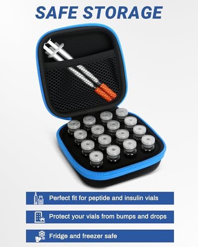 Avomosk 16 Slots 3ml Peptide Case, Insulin Vial Holder, Peptide Storage Case for Fridge and Travel, Fits 1ml 3ml Standard Vials, Diabetic Supplies (Case Only)
