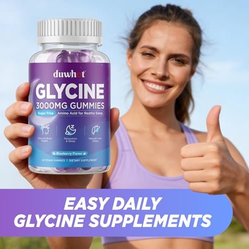 duwhot Glycine Gummies, 3g (3000 mg) Glycine Supplements for Sleep, Detox, Relax, Nerve Support, Blueberry Flavor, Sugar-Free, Vegan, Non-GMO, Gluten-Free, 60 Ct. - görsel 1
