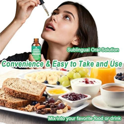 Turmeric Curcumin Supplement Drops with 95% Curcuminoids, Enhanced Absorption Liquid Turmeric Complex 1000mg w/Bee Propolis Ginger MCT Oil Vitamin C & Black Pepper for Joint & Immune Support | Non GMO