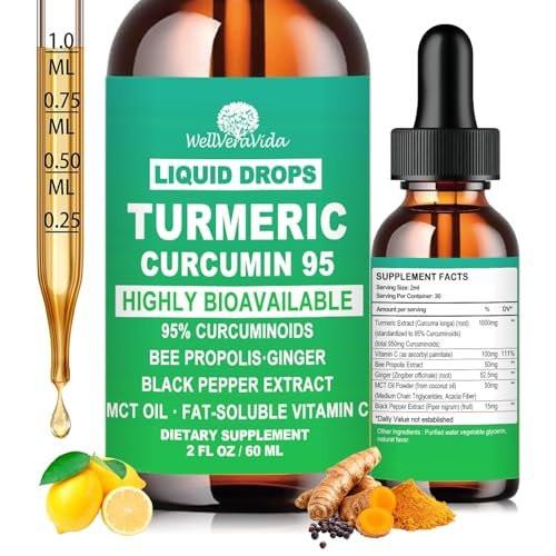 Turmeric Curcumin Supplement Drops with 95% Curcuminoids, Enhanced Absorption Liquid Turmeric Complex 1000mg w/Bee Propolis Ginger MCT Oil Vitamin C & Black Pepper for Joint & Immune Support | Non GMO - görsel 2