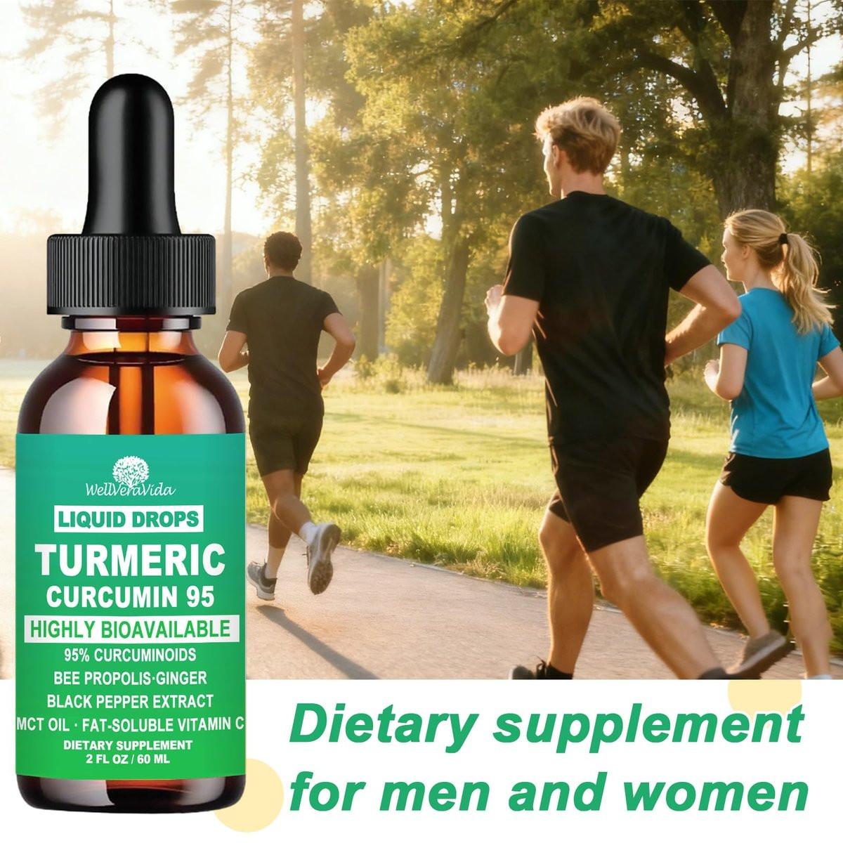 Turmeric Curcumin Supplement Drops with 95% Curcuminoids, Enhanced Absorption Liquid Turmeric Complex 1000mg w/Bee Propolis Ginger MCT Oil Vitamin C & Black Pepper for Joint & Immune Support | Non GMO - görsel 13