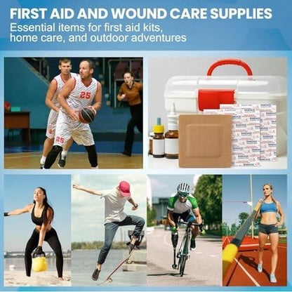 Geiserailie 12 Pcs Flexible Extra Large Adhesive Bandages 6" x 4" Big Sterile Fabric Breathable Adhesive Bandages Bulk with Non Stick Pad, Latex Free for Wound Care and First Aid Surgical