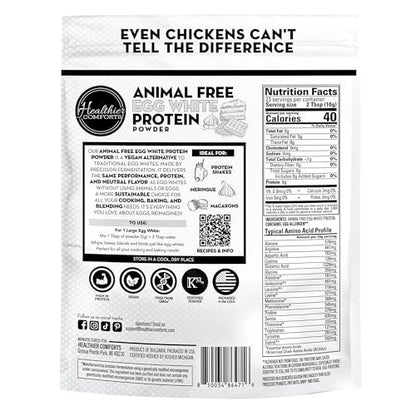 Healthier Comforts Animal-Free Egg White Protein Powder | Make Vegan Egg Omelets, Angel Food Cake, Meringue, Protein Shakes | Whips and Binds Just Like Traditional Egg Whites (8 oz)
