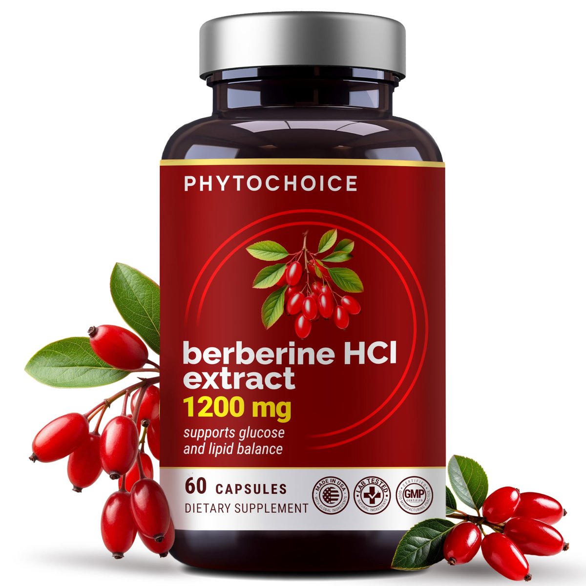 Pure Berberine HCl 1200mg – High Absorption Berberine Supplement for Metabolic Health, Advanced Glucose Metabolism Support, Digestive & Gut Balance, Cellular Energy, Vegan, Non-GMO, Made in USA - görsel 9