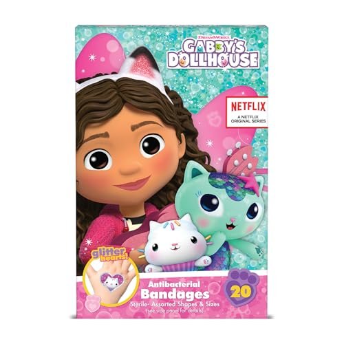 Gabby's Dollhouse Bandages, 3 Assorted Sizes 100 CT | Wear Like Stickers, Flexible Adhesive Bandages for Minor Cuts, Scrapes, and Burns, Great Gift Idea for Kids - görsel 2