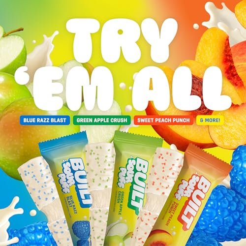 BUILT Bar Sour Puff Protein Bars - Blue Razz Blast - 16g Protein Snack Bars with Collagen - Calorie Conscious & Gluten Free - 12 Count - görsel 9