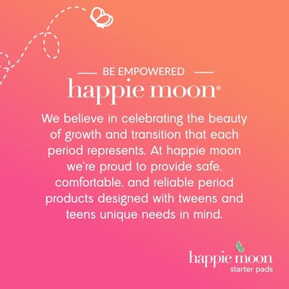 Happie Moon Organic Cotton Cover Tween & Teen Period Pads | Ultra Thin Pads with Wings | Chlorine-Free & Fragrance-Free | Starter & Small Variety Pack, 20 Count