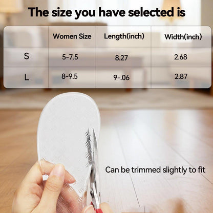 High Heel Arch Support Inserts, Women Silicone Cushion Sandal Insoles, Invisible Gel Shoe Inserts, Self-Adhesive, Anti-Slip, Pain Relief, Low & Medium Arch, 2 Clear, 7.5-10