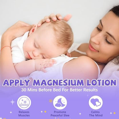 Leyoviz Magnesium Lotion for Kids, Magnesium Cream for Babies, Reduces Pre-Bed Anxiety & Extends Sleep Duration, Lavender with Vitamins D3, K2, B6, Melatonin-Free, for Sensitive Skin (4 Oz)