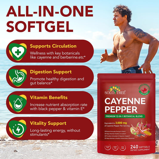 DLOMFVFQ Cayenne Pepper Softgels Supplement, – Cayenne Pepper Extract: Known for its warming properties and – Image 1