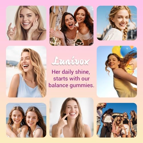 Lunivox Her Juicy Feminine Probiotics Gummies for Women, with Prebiotics & Slippery Elm - Promotes pH Balance, Gut Health & Immune Support - Pineapple Flavor, 60 Count - görsel 1
