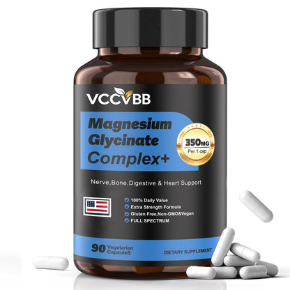 12-in-1 Magnesium Complex 350mg | High Absorption Magnesium Glycinate, Citrate, Malate & Taurate | Relieve Cramps, Stress, Better Sleep | Heart, Bone & Nerve Health | 90 Vegan Capsules