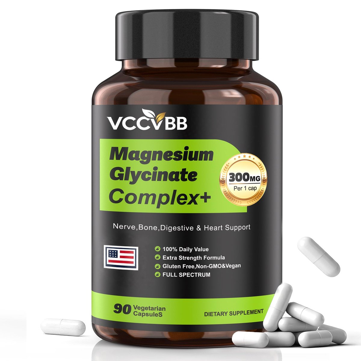 Magnesium Complex, Magnesium Glycinate, Elemental Magnesium Supplement with Oxide, Taurate, Citrate, Orotate & Aspartate, Supports Muscle Relaxation, Heart Health, Sleep & Energy | Vegan (300mg) - görsel 1