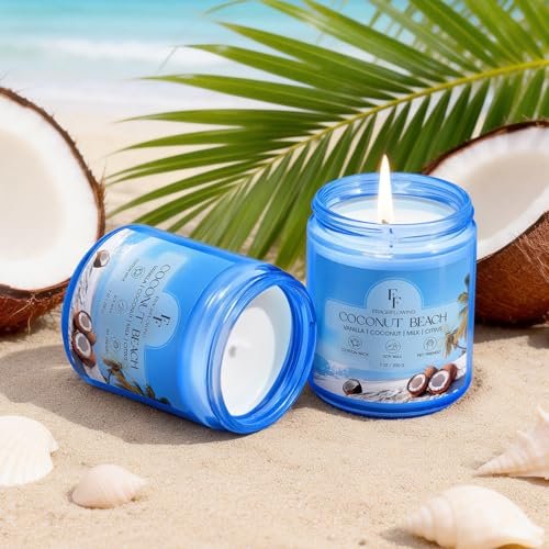 Coconut Beach Scented Candle, Natural Soy Wax Jar Candle for Home Scented, 100-Hour Burn Time Gifts for Women Men, 7 oz (2 Pack) - görsel 10