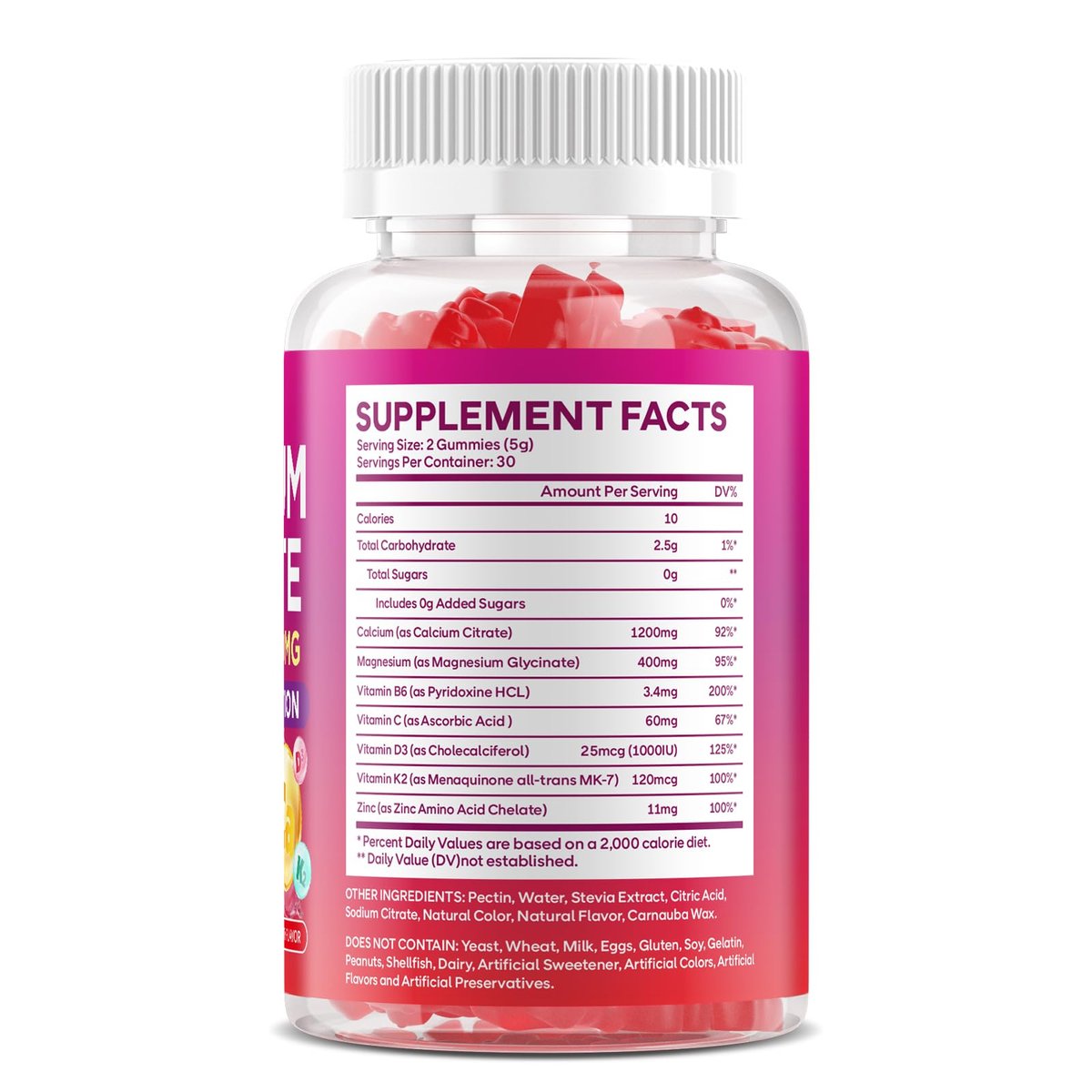 Calcium Citrate Gummies 1200mg, High – Delicious Raspberry Flavor: Enjoy a burst of natural raspberry taste – Image 14