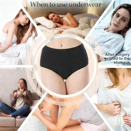 Tawyisi Incontinence Underwear for Women 6-Layer Absorbency Leak Proof Underwear, High Waist Ladies Washable Incontinence Briefs, Postpartum, Bladder Control, 3-Pack L - görsel 6