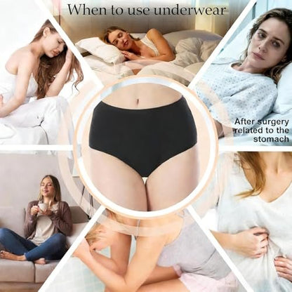 Tawyisi Incontinence Underwear for Women 6-Layer Absorbency Leak Proof Underwear, High Waist Ladies Washable Incontinence Briefs, Postpartum, Bladder Control, 3-Pack L