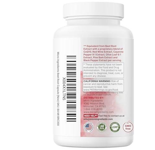 Micro Ingredients Beet Root Capsules 3,000 mg** Per Serving, 300 Capsules | Nitric Oxide Supplement | 7‑in‑1 Beet Root Complex with CoQ10, Black Pepper & Botanical Extracts | Non-GMO - görsel 16