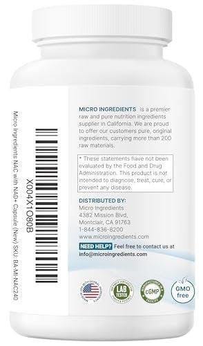 Micro Ingredients NAC with NAD+, 240 Vegetarian Capsules | 1,200 mg Per Serving | 2-in-1 N-Acetyl-L-Cysteine with Nicotinamide Adenine Dinucleotide | Non-GMO, cGMP Manufactured - görsel 6