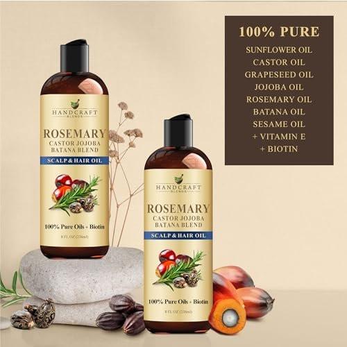 Handcraft Blends Rosemary Oil for Hair 8 Fl Oz | Nourishing Hair Oil | 100% Pure and Natural | Rosemary, Castor, Jojoba, and Batana Oils & Biotin | Carrier Oil - görsel 7
