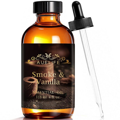 Auelife 4oz Smoke & Vanilla Men Essential Oils for Diffusers for Home - Long Lasting Fragrance Oil for Candle & Soap Making, Father's Day & Birthday Gifts for Him - Masculine Scented Oil for Men Gift