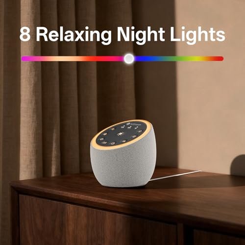 Hotmoon Sound Machine for Sleep, Cocoon 2 White Noise Sound Machine with 40 Relaxing Sounds, Dual-Speaker & Timer, 8 Night Light, Pink Brown Green Noise for Sleeping Adults, Office Privacy, Plug-in - görsel 14