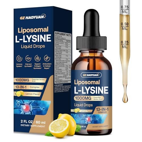 Liposomal L-lysine 1000MG Liquid Drops, 13-in-1 Lysine Monolaurin Supplements – Olive Leaf Extract with Vitamin C, B6, D3, B12 & Zinc for Collagen, Lip, skin & Immune Support for Kids & Adults, 2oz - görsel 11
