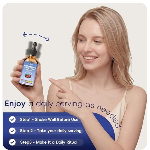 Magnesium Glycinate Liquid Drops, Magnesium Complex with Malate Taurate Citrate Complex & Vitamin D3, B6, K2 L-Theanine, Plant Blend for Sleep, Bone, Muscle, Nerve Non-GMO (500mg-Berry Flavor) - görsel 14
