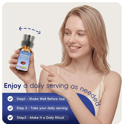 Magnesium Glycinate Liquid Drops, Magnesium Complex with Malate Taurate Citrate Complex & Vitamin D3, B6, K2 L-Theanine, Plant Blend for Sleep, Bone, Muscle, Nerve Non-GMO (500mg-Berry Flavor)