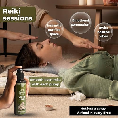 White Sage Spray for Spiritual Cleansing Negative Energy and Protection - Smudge Spray Made with Natural Non Toxic Sage Essential Oil - Salvia Blanca para Limpiar