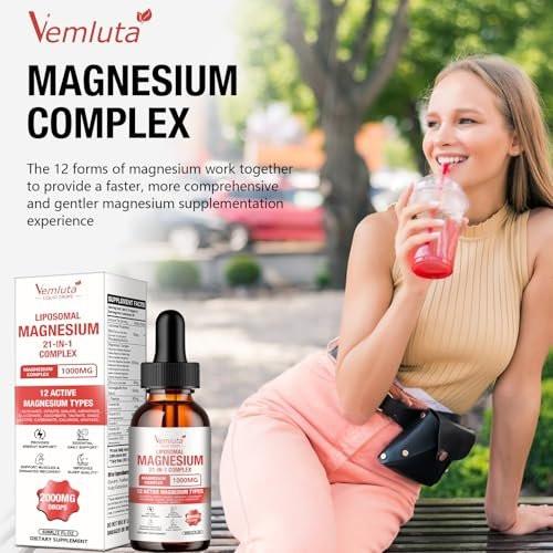 2 Packs 21-in-1 Liposomal 12 Active Magnesium Complex 2000MG+ Liquid Drops - with Magnesium Glycinate, Citrate etc, Ashwagandha & L-Theanine, CoQ10 for Mood, Muscle, Heart & Relaxation Nerve Support - görsel 10