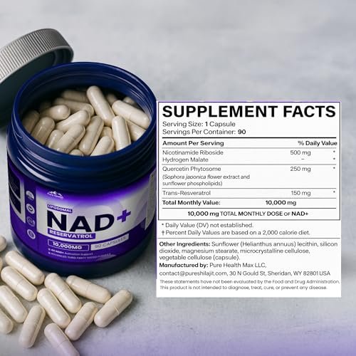 PURE HEALTH MAX PHM NAD Resveratrol Supplement - NAD+ Liposomal Supplements for Men and Women | NMN & NMNH Alternative | 90 Capsules, 1.5 Months Supply - görsel 16